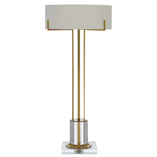 Currey and Company Winsland Polished Brass / Clear LED Table Lamp with Drum Shade