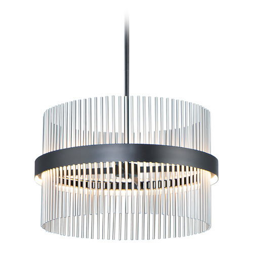 Chimes 24-Inch LED Pendant in Black & Satin Nickel by ET2 Lighting