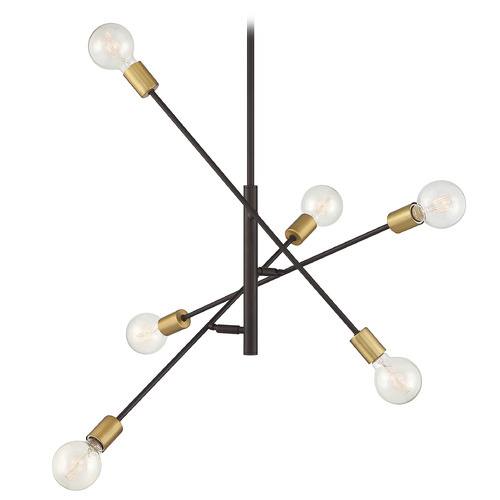 Meridian 26-Inch Chandelier in Oil Rubbed Bronze & Natural Brass by Meridian M10084ORBNB