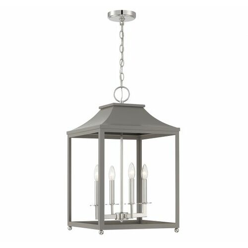 Meridian 15.25-Inch Lantern in Gray & Polished Nickel by Meridian M30009GRYPN