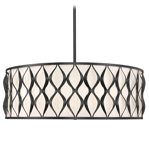 Z-Lite Harden Matte Black Pendant Light with Drum Shade