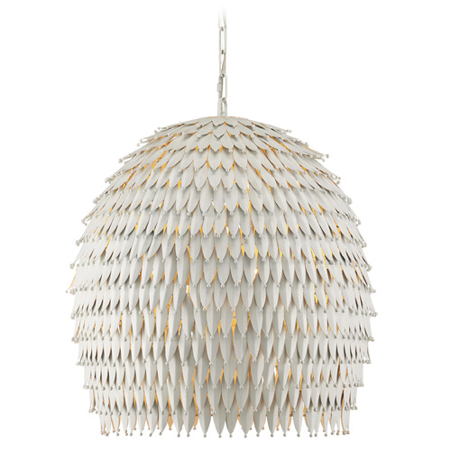 Currey and Company Overlay White Pendant Light with Bowl / Dome Shade