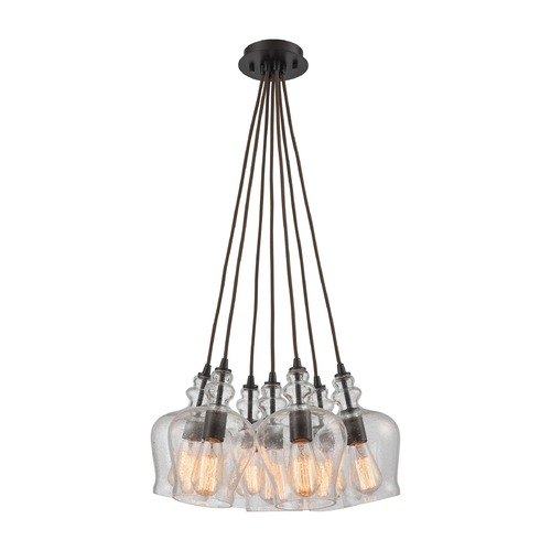 Elk Lighting Elk Lighting Menlow Park Oil Rubbed Bronze Multi-Light Pendant with Bowl / Dome Shade 60066-7SR