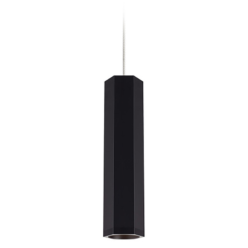Visual Comfort Modern Collection Blok Small LED Pendant in Black & Satin Nickel by Visual Comfort Modern 700MPBLKSBS-LED930