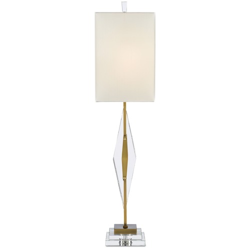 Currey and Company Lighting Currey and Company Amita Clear / Antique Brass Table Lamp with Square Shade 6000-0361