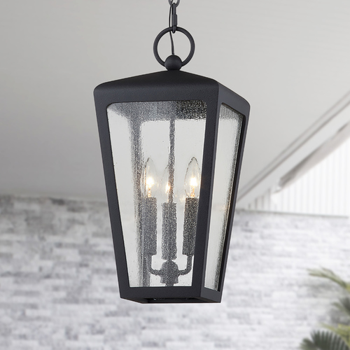 Troy Lighting Mariden Textured Black Outdoor Hanging Light by Troy Lighting F7607