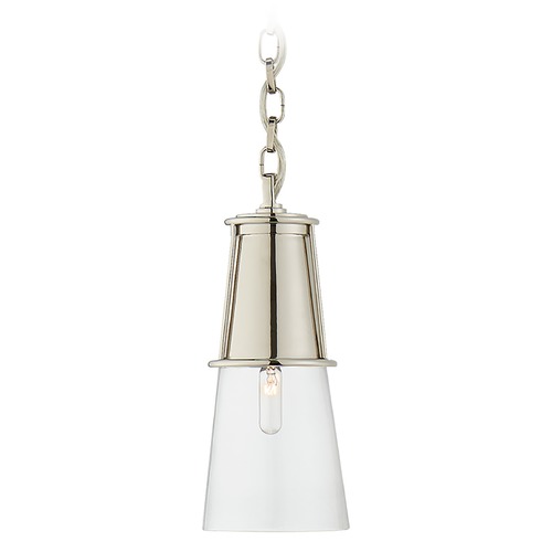 Visual Comfort Signature Collection Thomas OBrien Robinson Small Pendant in Nickel by Visual Comfort Signature TOB5751PNCG