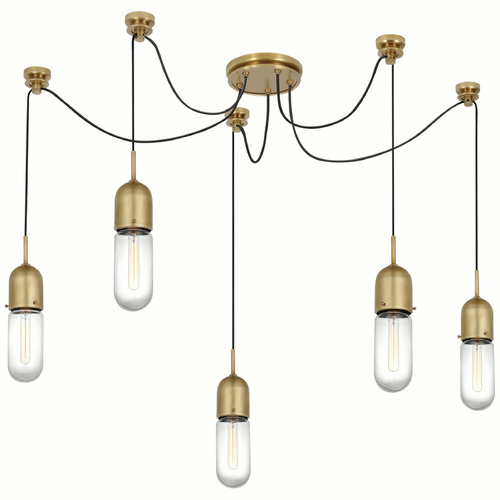 Visual Comfort Signature Collection Thomas OBrien Junio Chandelier in Antique Brass by VC Signature TOB5645HABCG5