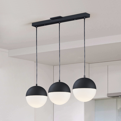 ET2 Lighting Half Moon 3-Light Linear LED Pendant in Black by ET2 Lighting E20363-92BK