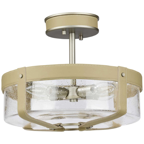 Progress Lighting Progress Lighting Point Dume-Rockdance Antique Nickel & Beige Leather Semi-Flushmount Light P350143-081