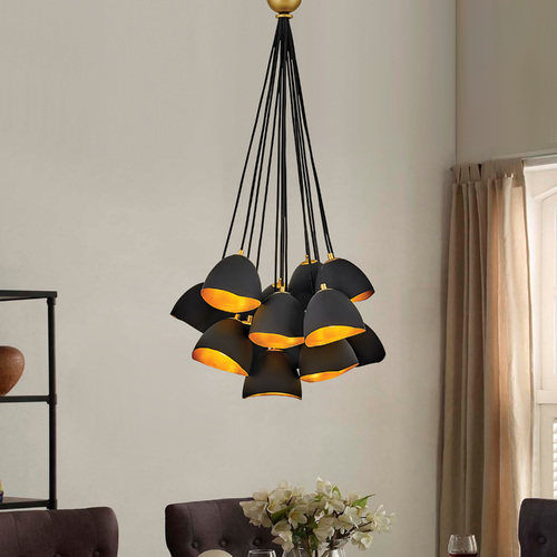 Nula 15-Light Shell Black & Gold Leaf Chandelier by Hinkley Lighting