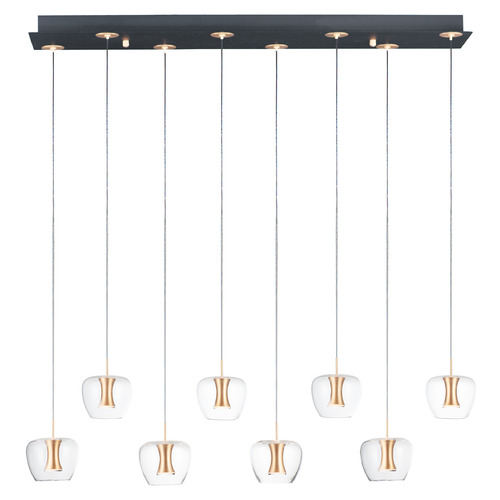 Newton 8-Light LED Pendant in Black & Gold by ET2 Lighting