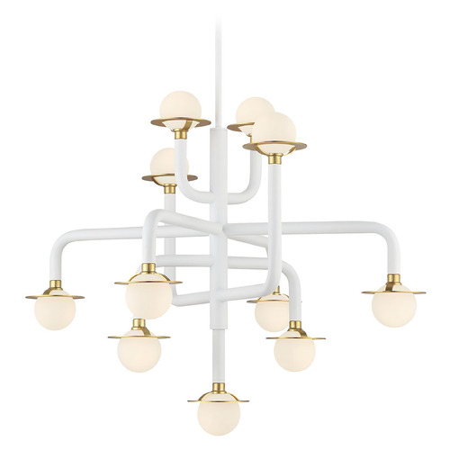 George Kovacs Lighting George Kovacs Tubular Matte White & Honey Gold LED Chandelier P5511-706-L