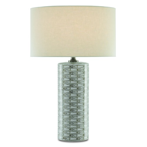 Fisch Table Lamp in Gray/White/Antique Nickel by Currey & Company