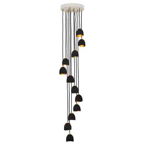 Nula 12-Light Shell Black & Gold Leaf Multi-Light Pendant by Hinkley Lighting