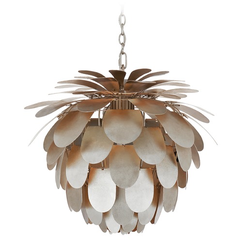 Visual Comfort Signature Collection E.F. Chapman Cynara Small Chandelier in Silver Leaf by Visual Comfort Signature CHC5163BSL