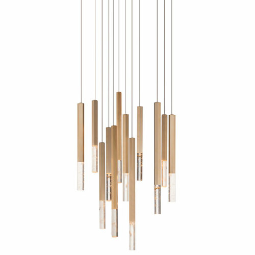 Diaphane 12-Light LED Multi-Light Pendant in Gold by ET2 Lighting