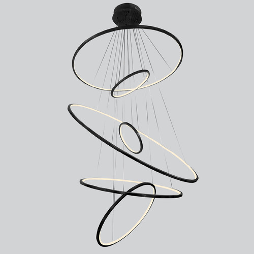 Aria Polished Black LED Ring Chandelier by Avenue Lighting