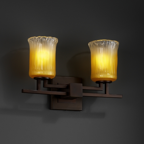 Justice Design Group Justice Design Group Veneto Luce Collection Dark Bronze Bathroom Light GLA-8702-16-GLDC-DBRZ