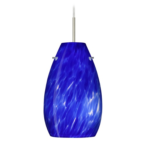 Besa Lighting Pera Satin Nickel LED Mini-Pendant Light with Oblong Shade