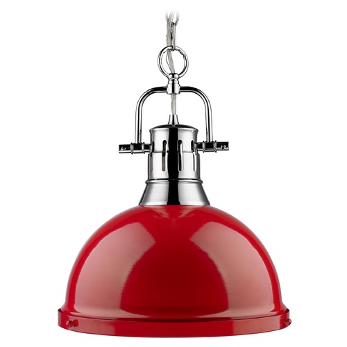 Duncan Large Pendant in Chrome & Red by Golden Lighting