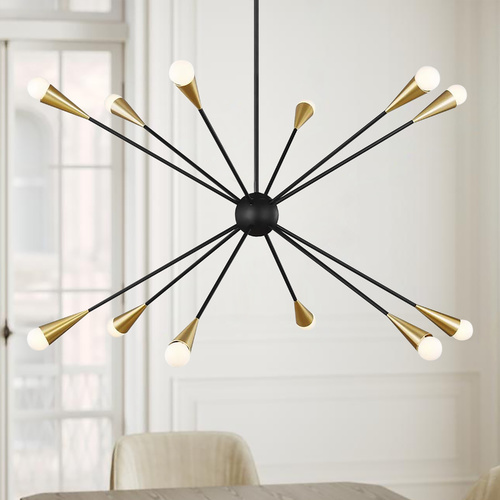 ED Ellen-DeGeneres Jax 38-Inch Midnight Black & Burnished Brass Chandelier by Visual Comfort Studio