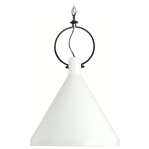 Visual Comfort Studio Collection Lyon Matte White Pendant Light with Conical Shade