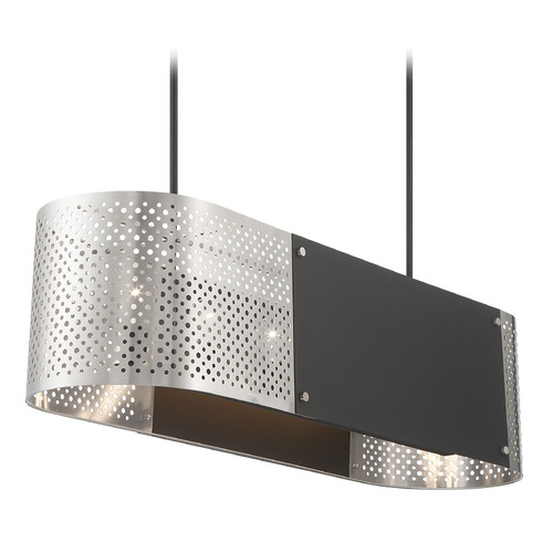 George Kovacs Lighting George Kovacs Noho Brushed Nickel & Sand Coal Island Light with Oval Shade P5531-420