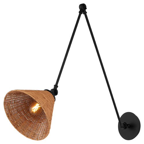 Wicker Matte Black Swing Arm Lamp by Quorum Lighting