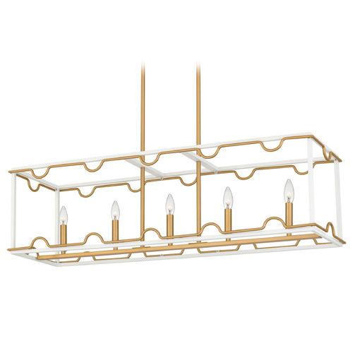 Quoizel Lighting Brinkman Matte White & Brushed Weathered Brass Island Light