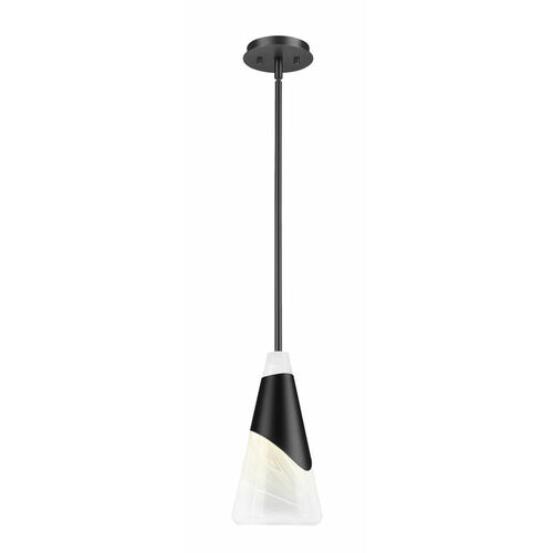 Z-Lite Z-Lite Aimie Matte Black Mini-Pendant Light with Conical Shade 828P7-ROD-MB