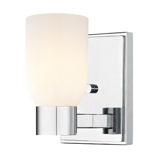 Shiny Opal White Glass Sconce Chrome