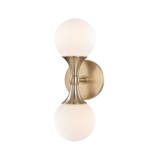 Astoria LED 2-Light Sconce in Aged Brass by Hudson Valley Lighting