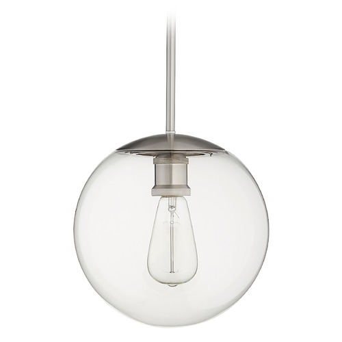 Satin Nickel Mini Pendant with Globe Shade by Quorum Lighting