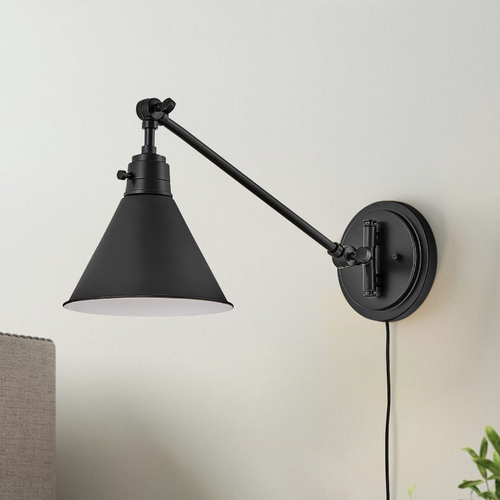 Hinkley Arti 10.25-Inch Black Swing Arm Convertible Wall Lamp by Hinkley Lighting 3690BK