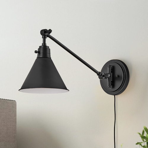 Arti 10.25-Inch Black Swing Arm Convertible Wall Lamp by Hinkley Lighting