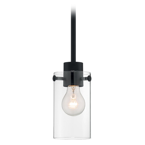 Satco Lighting Satco Lighting Sommerset Matte Black Mini-Pendant Light with Cylindrical Shade 60/7270