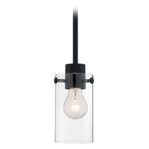 Sommerset Matte Black Mini Pendant with Cylindrical Shade by Satco Lighting