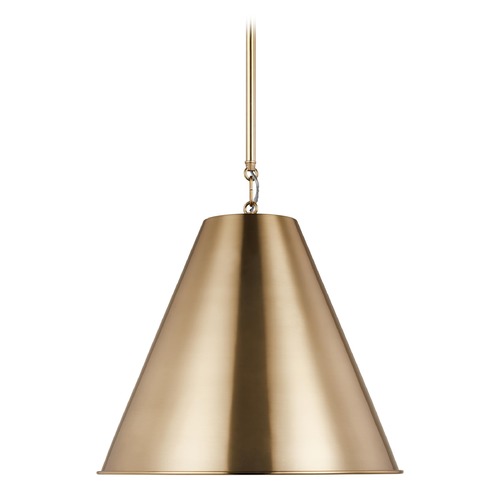 Visual Comfort Studio Gordon Satin Brass LED Pendant Light with Conical Shade