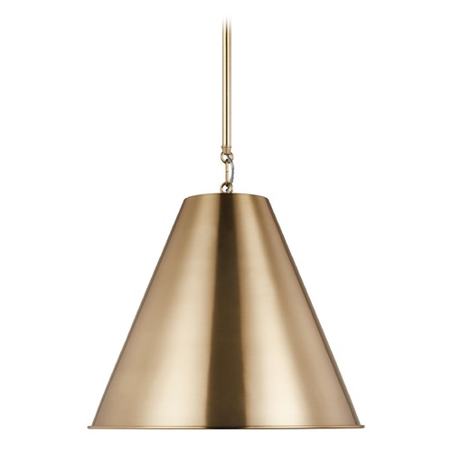 Visual Comfort Studio Collection Visual Comfort Studio Gordon Satin Brass LED Pendant Light with Conical Shade 6585101EN3-848