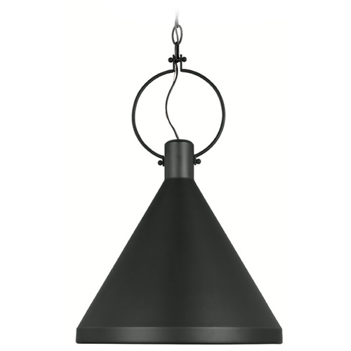 Visual Comfort Studio Collection Lyon Midnight Black Pendant Light with Conical Shade
