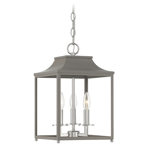 Meridian 10-Inch Lantern in Gray & Polished Nickel by Meridian M30013GRYPN