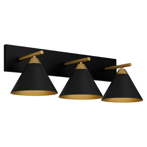 Quoizel Lighting Mastro Matte Black & Gold Accents Bathroom Light