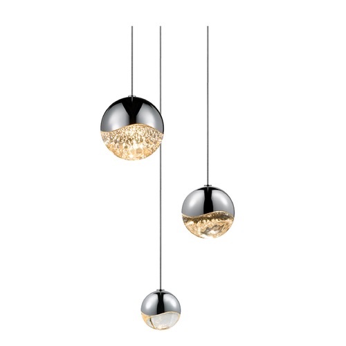 Grapes Polished Chrome 3-Light LED Multi-Light Pendant by Sonneman Lighting