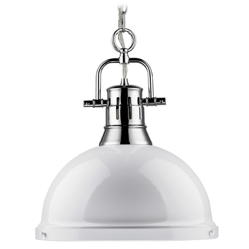 Duncan Large Pendant in Chrome & White by Golden Lighting