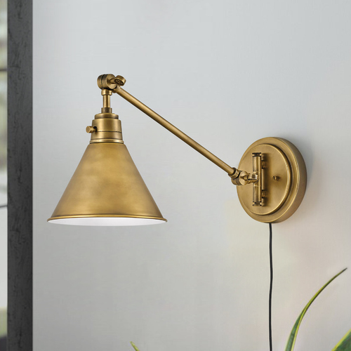 10.25-Inch Heritage Brass Swing Arm Convertible Wall Lamp by Hinkley Lighting