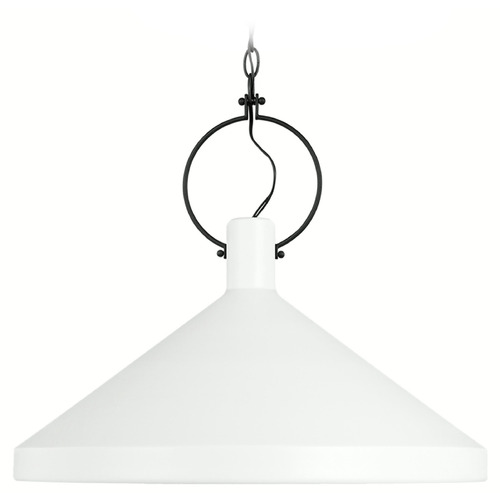 Visual Comfort Studio Collection Lyon Matte White Pendant Light with Coolie Shade