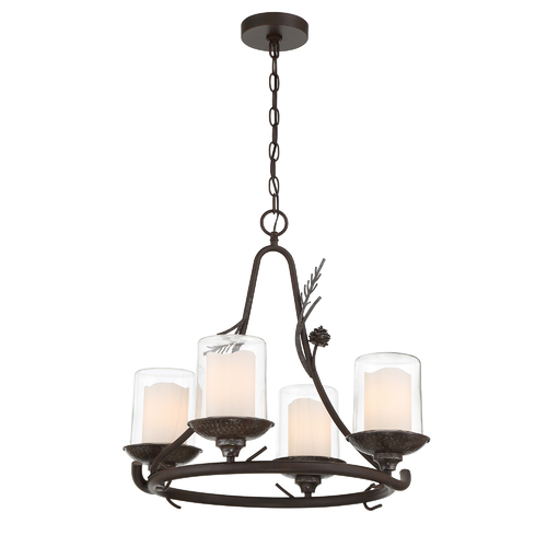 Ponderosa Ridge 4-Lt Outdoor Chandelier in Weathered Spruce by Minka