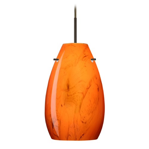 Besa Lighting Besa Lighting Pera Bronze LED Mini-Pendant Light with Oblong Shade 1JT-4126HB-LED-BR