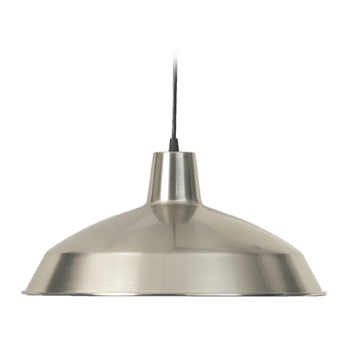 Hood 16-Inch Metal Pendant in Satin Nickel by Quorum Lighting